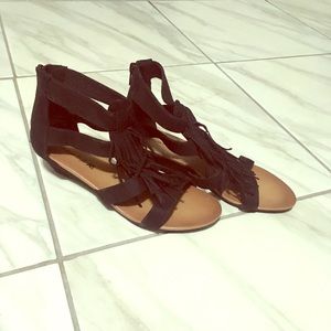 Black Fringed American Eagle Sandals(Payless)